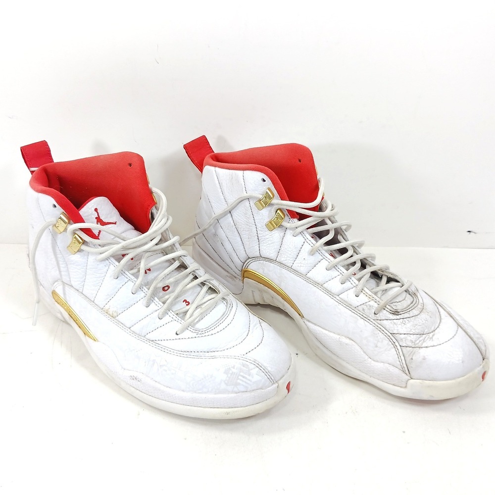 Air Jordan 12 Retro FIBA White University‎ Red Gold 130690-107 Mens 11.5
